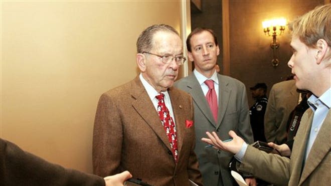 Ted Stevens Talking With Reporters